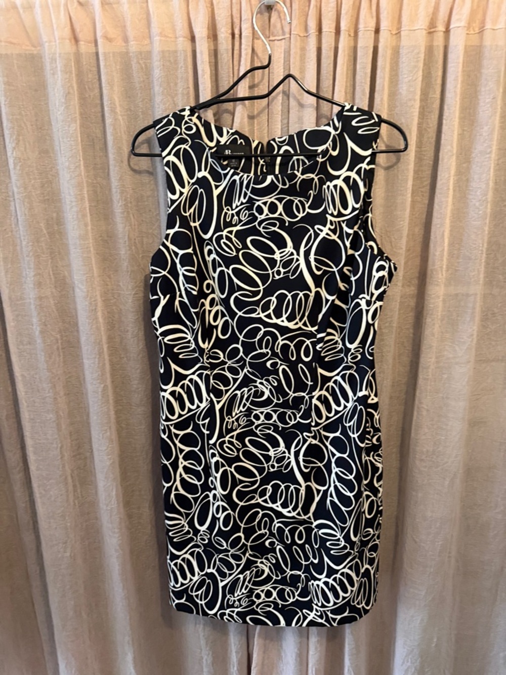 AB Studio Black & White Sleeveless Midi Sheath Dress